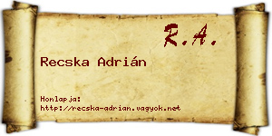 Recska Adrián névjegykártya